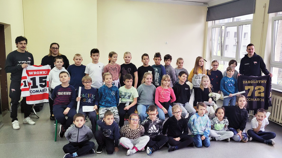 Pasiasta Lekcja z hokeistami w Szkole Podstawowej nr 15 w Krakowie