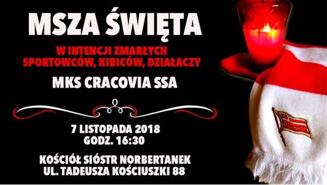 Informacja o Mszy Świętej w intencji zmarłych sportowców, kibiców oraz działaczy klubu